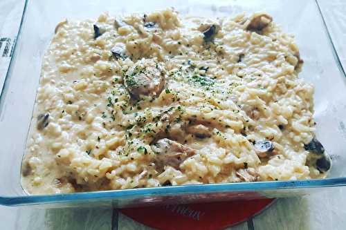 Faux risotto de sot l'y laisse et sa crème de champignons au Cookéo