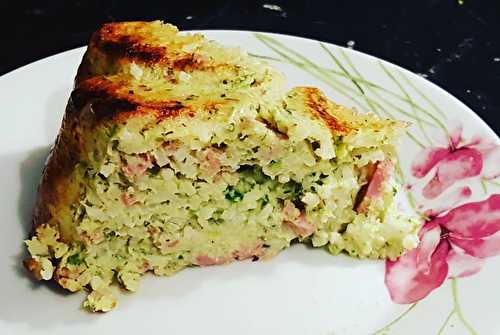 Gâteau de riz aux courgettes et au jambon