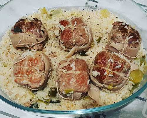 Paupiettes de veau et son riz au poireau au Cookéo