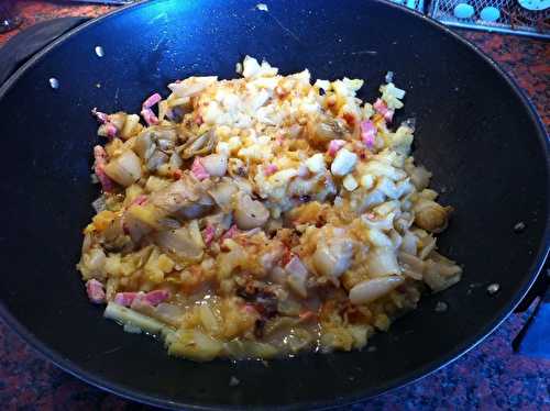 Poêlée d'endives braisés, pommes de terre fondantes et lardons grillés