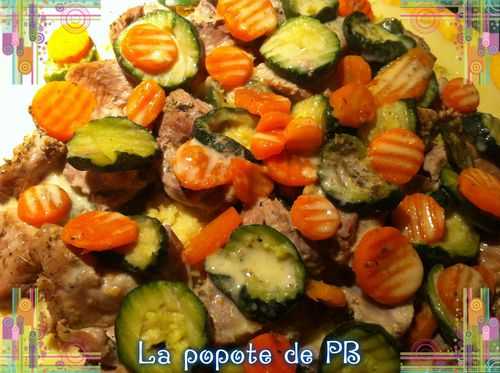Porc sauce suprême, carottes, courgettes et son riz au curry - Popote de petit_bohnium