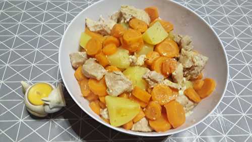 Poulet pommes de terres carottes au camembert au Cookéo