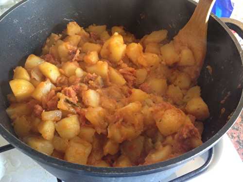 Ragout de pommes de terre, chorizo,ratatouille, au café!