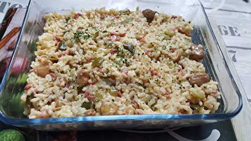 Risotto aux courgettes, lardons et fèves au Cookéo