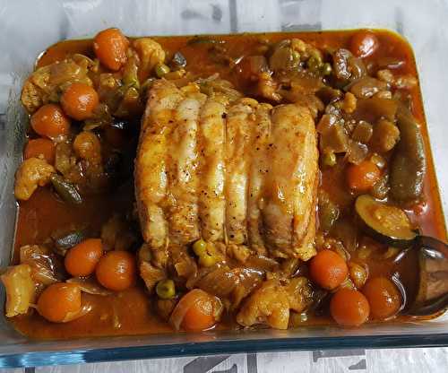 Rôti de porc au Tikka Masala et ses petits légumes au Cookéo