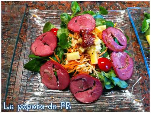 Salade de crudités au filet mignon séché