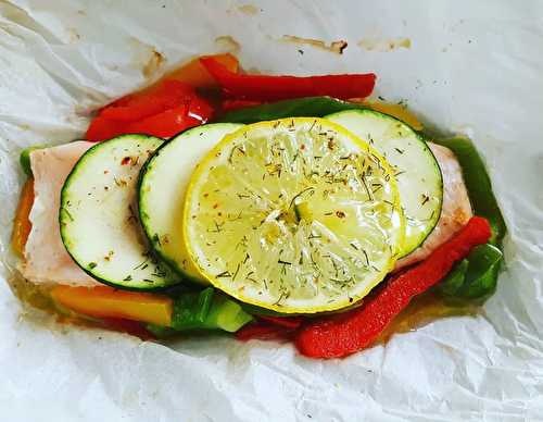 Saumon et ses petites légumes en papillote