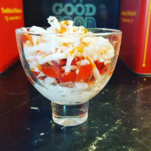 Verrine de thon, tomates cerises et surimi