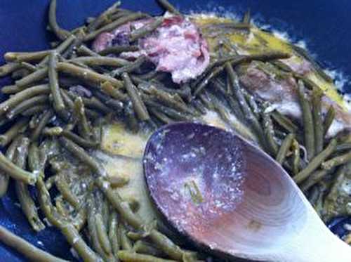 Wok de poulet et aux haricots verts à la crème