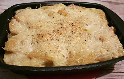 Gratin de pommes de terre au poulet, béchamel au curry et moutarde au Cake Factory