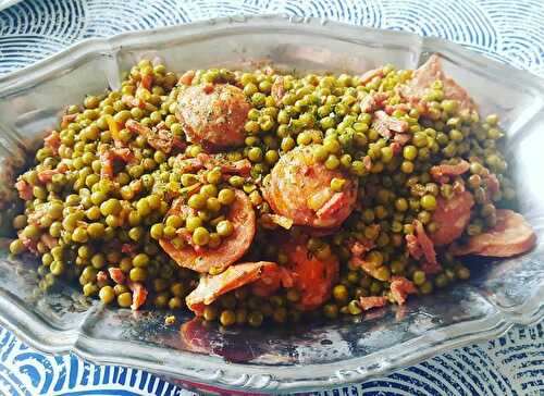 Petits pois aux lardons et saucisse de Morteau au Cookéo