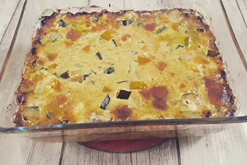 Gratin aux deux courgettes et cheddar