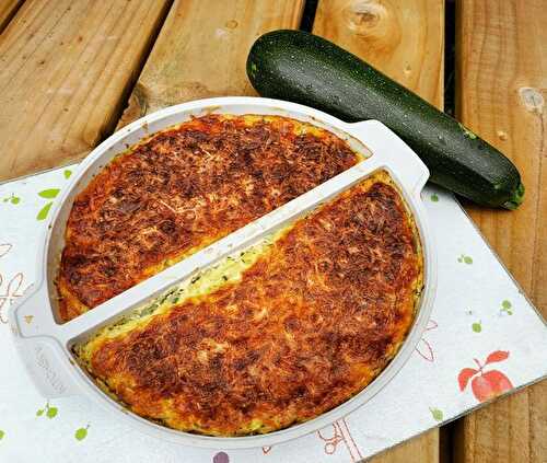 Quiche sans pâte à la courgette  et allumettes de bacon fumé