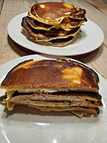 Pancakes fourrés jambon fromage