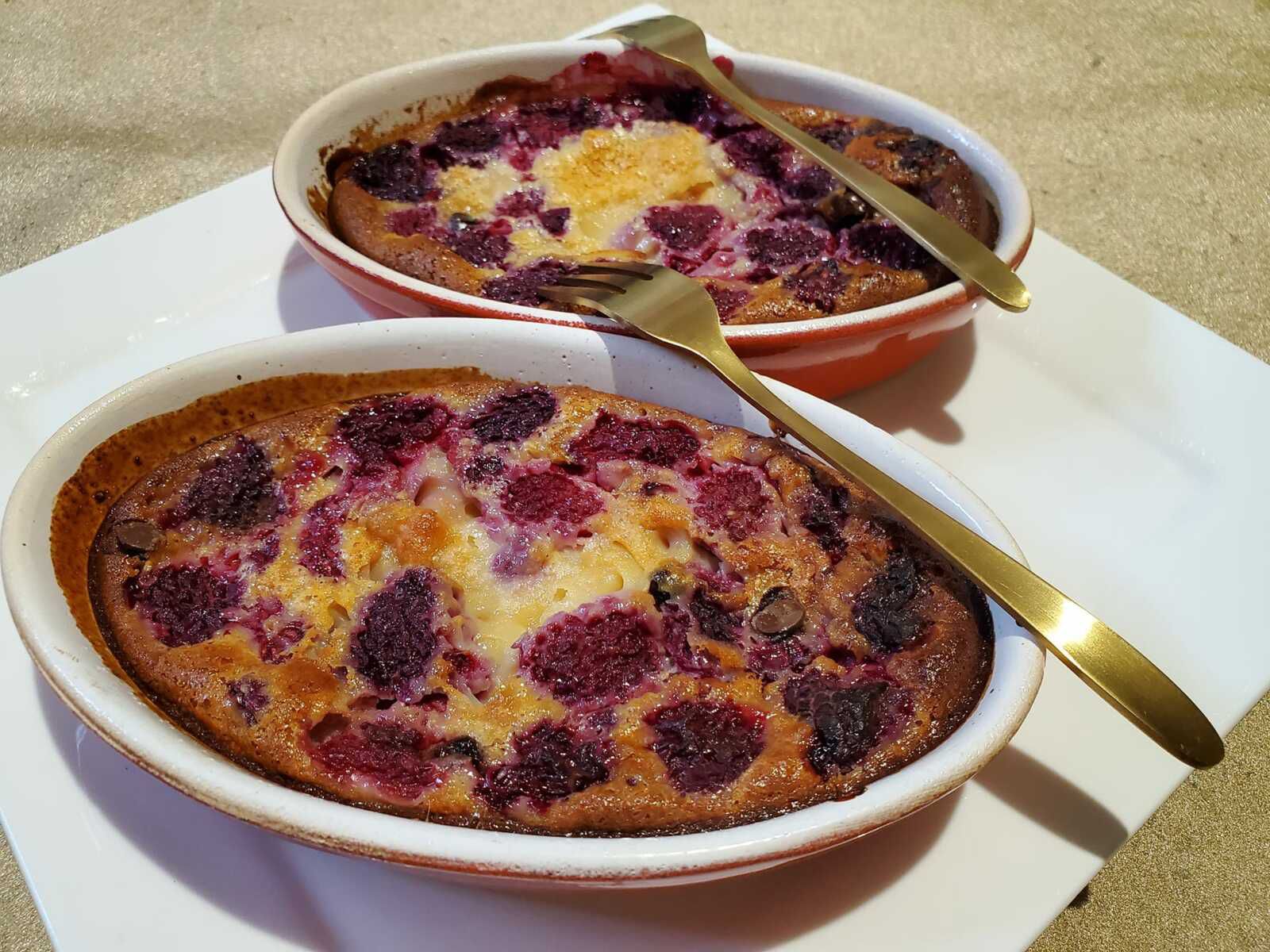 Clafoutis individuels framboise chocolat