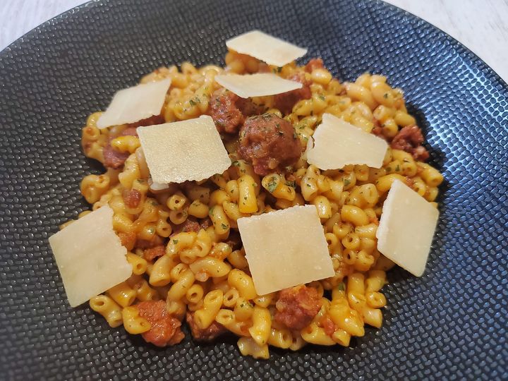 Risotto de coquillettes au chorizo au Cookéo - Compile Moi Un Menu