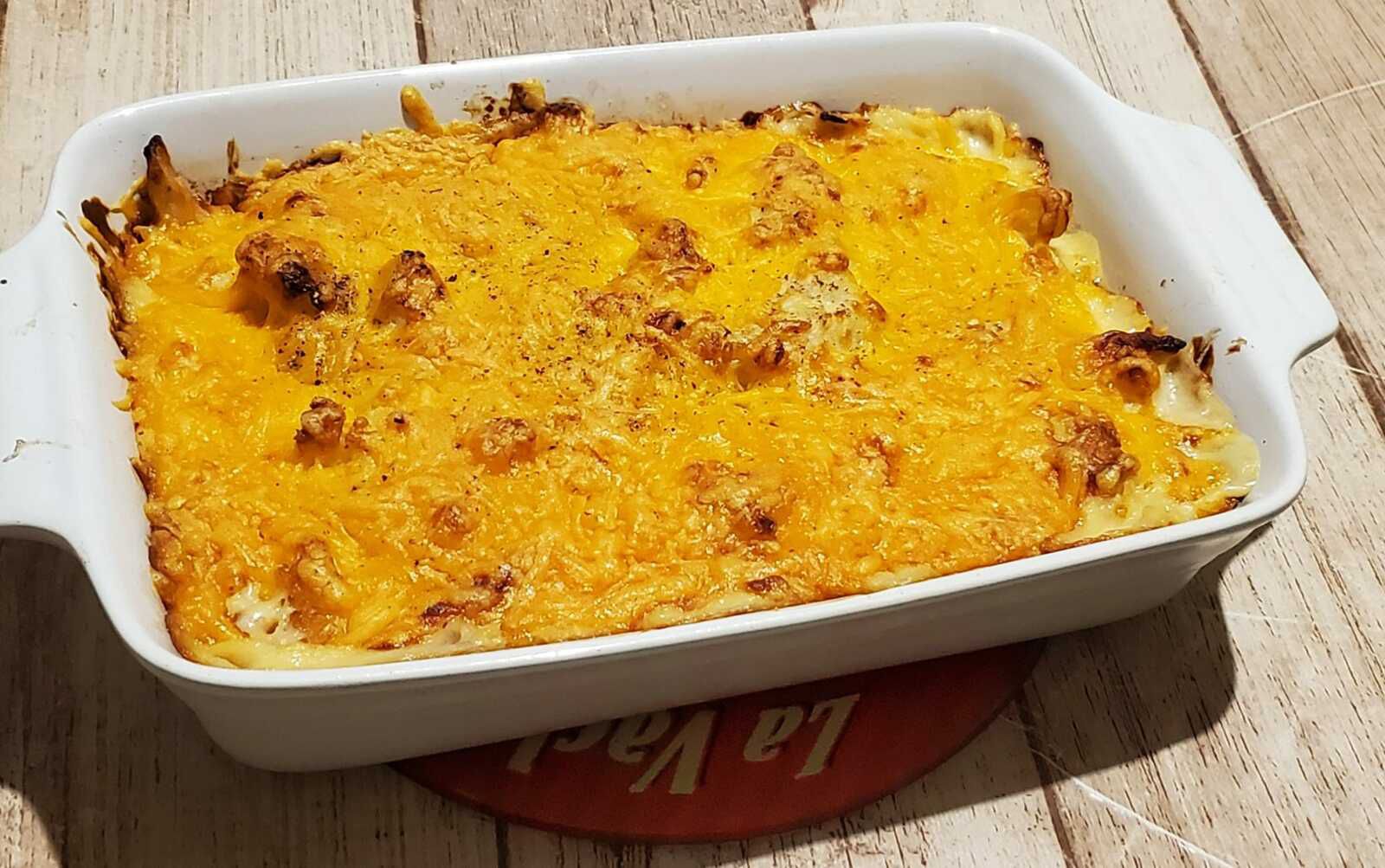 Gratin de chou-fleur aux lardons et cheddar