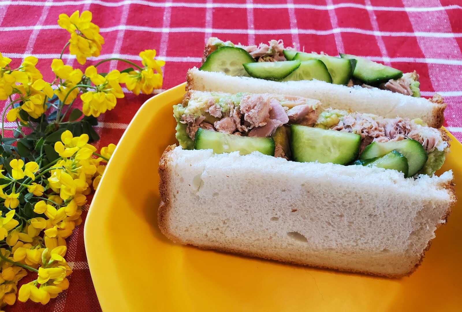 Sandwich thon, avocat et concombre