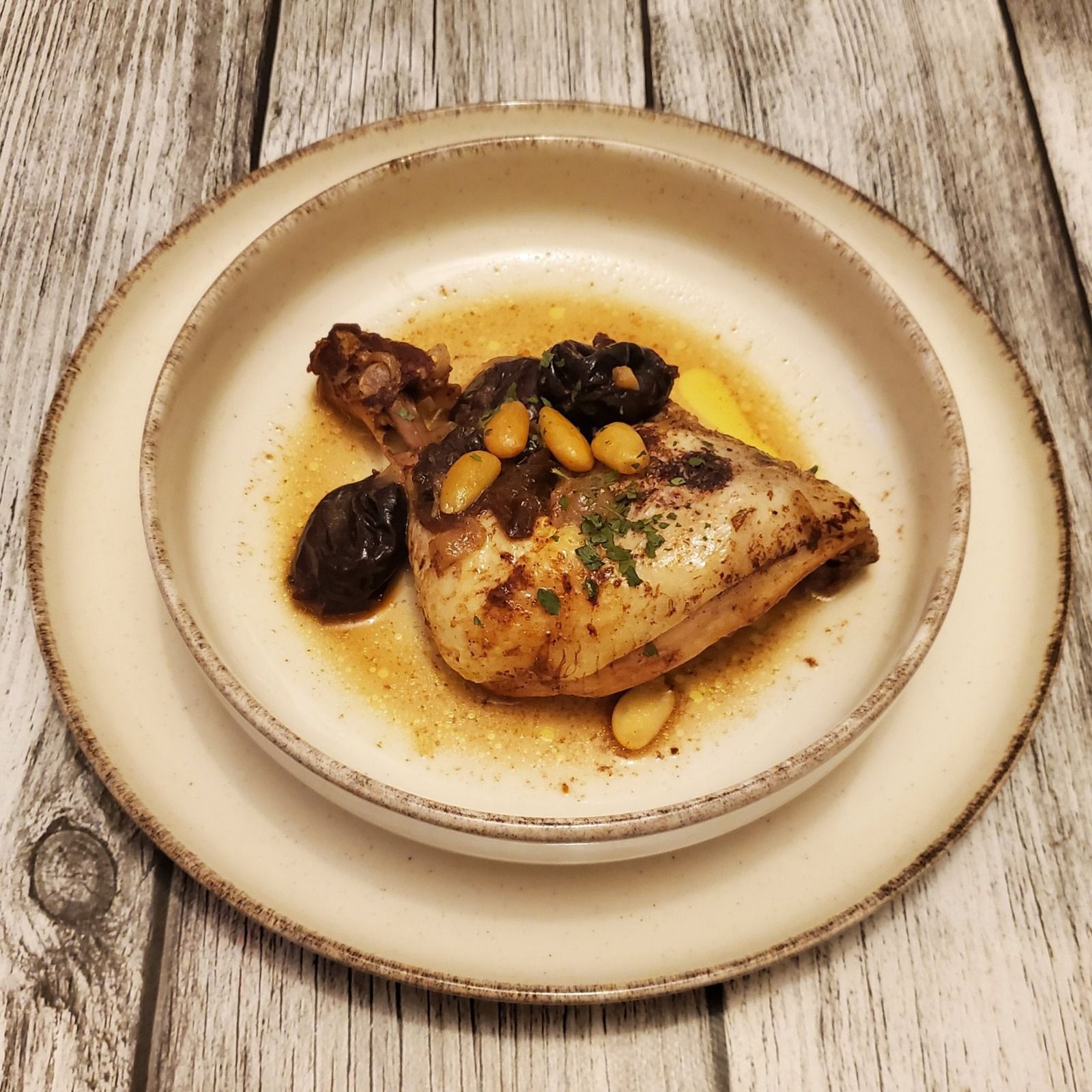 Tajine de poulet, pruneaux et amandes au Cookéo