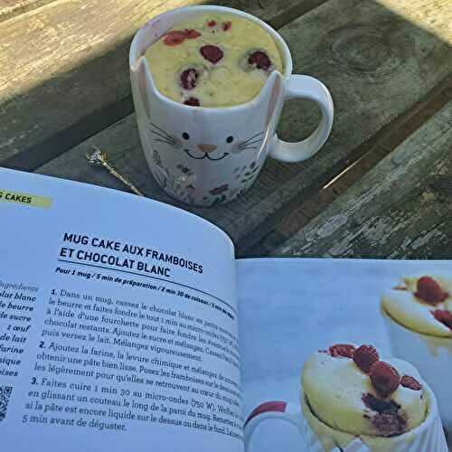 Mug cake aux framboises et chocolat blanc
