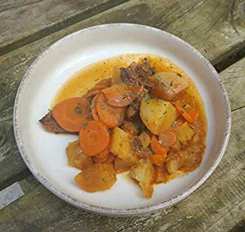Basse côte de bœuf aux légumes au Cookéo