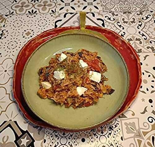 Riz aux aubergines et à la mozzarella au Cookéo