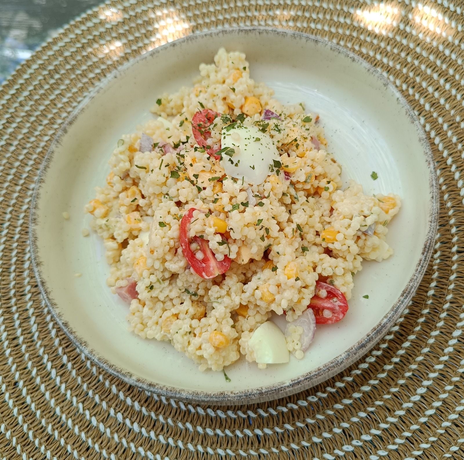 Salade de perles de blé au jambon