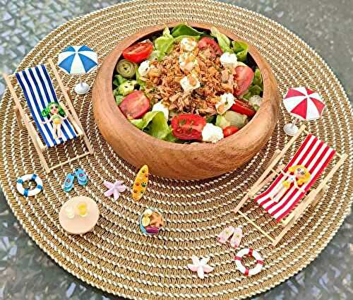 Salade de thon aux oignons frits