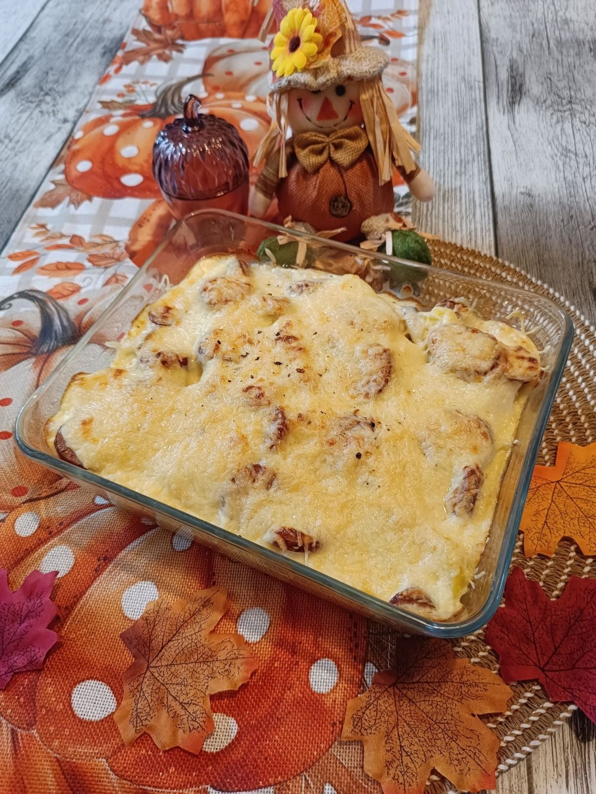Gratin de chou-fleur à la saucisse fumée