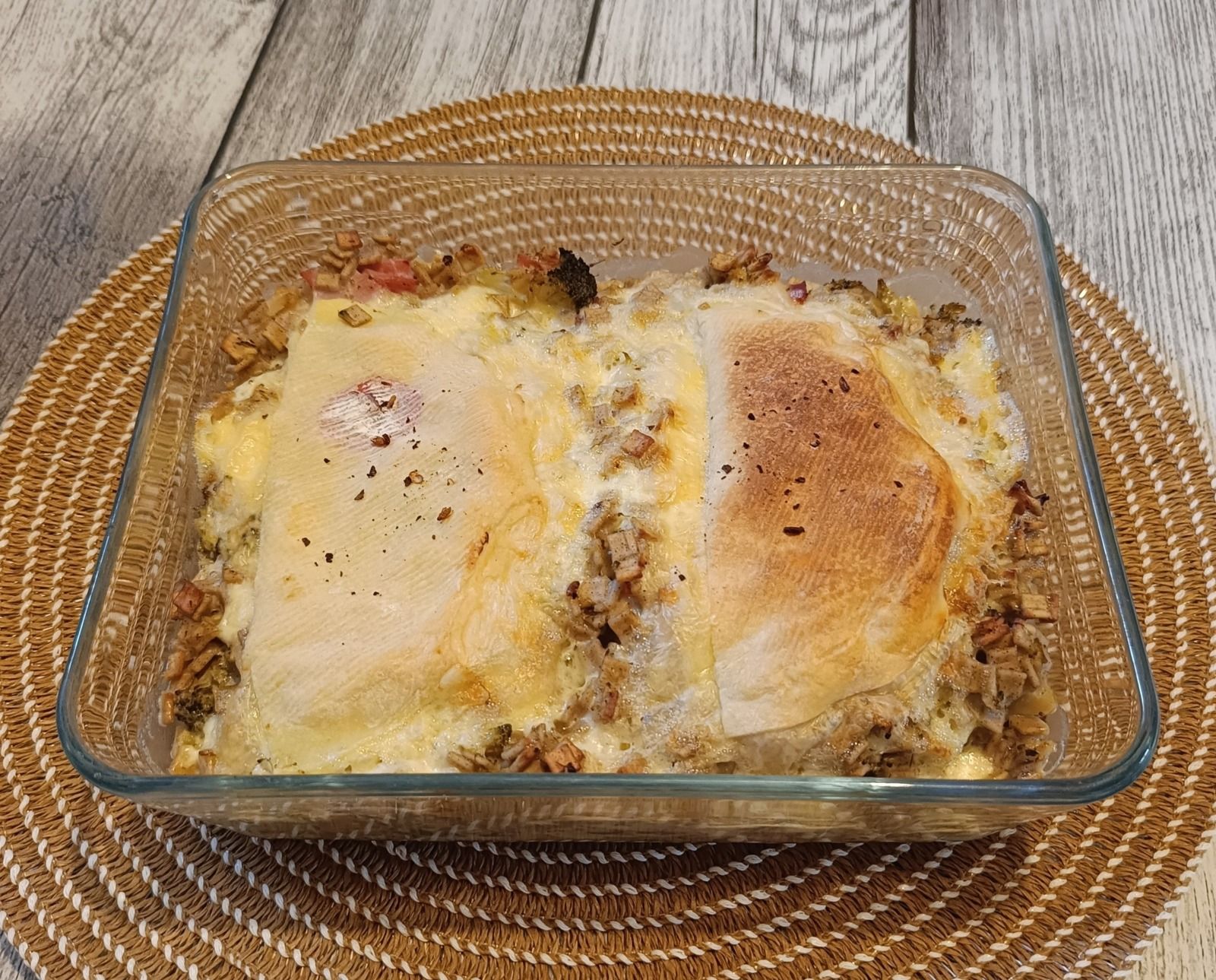 Gratin de crozets au jambon, brocolis et reblochon