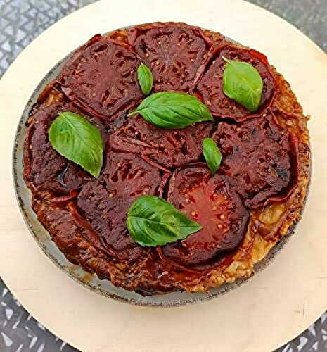 Tatin de tomates, parmesan et basilic
