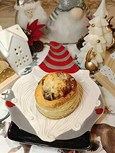 Vols au vent au poulet, lard fumé et marrons