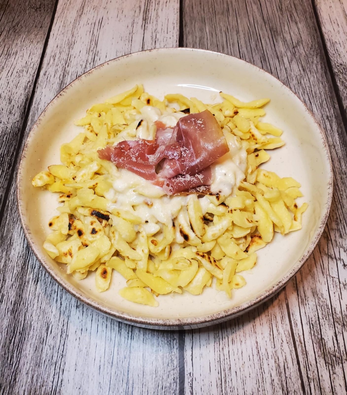 Spaetzle poêlées crème de parmesan et Prosciutto - Recettes autour d'un ingrédient #128