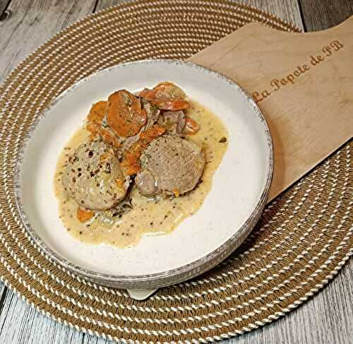 Filet mignon fondant aux carottes, sauce moutarde à l'ancienne légère au Cookéo