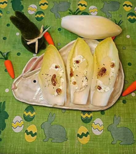 Barquettes d'endive au fromage frais, poire et noix - Recettes autour d'un ingrédient #131