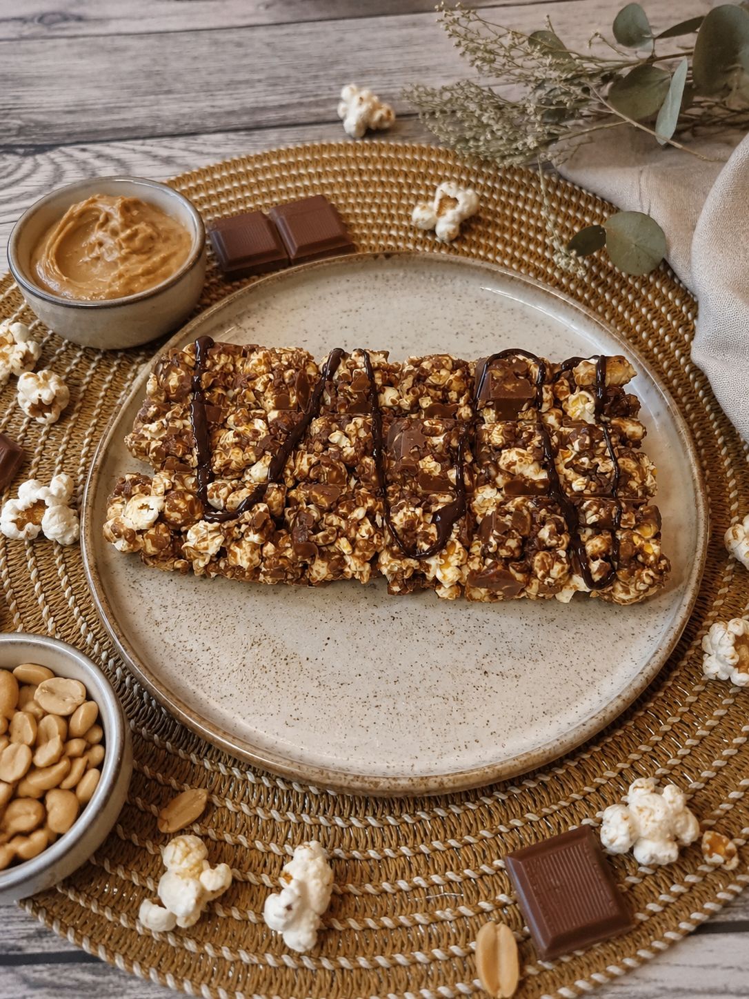 Tablette pop corn et beurre de cacahuètes