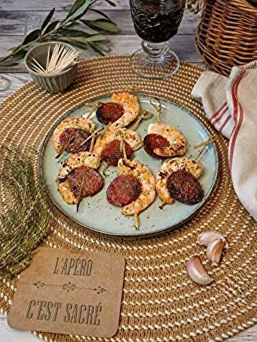 Brochettes de crevettes au chorizo