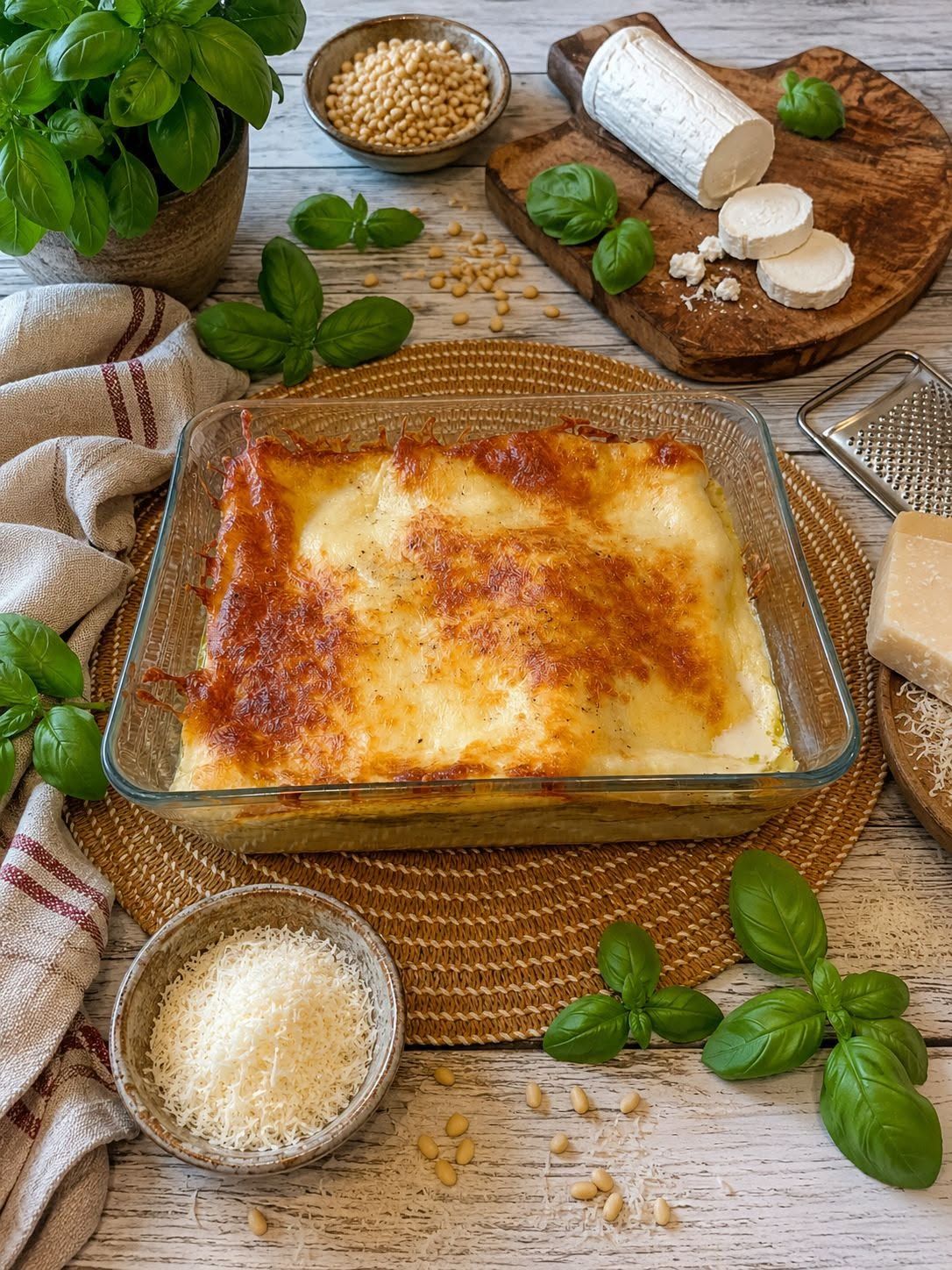 Lasagnes pesto chèvre