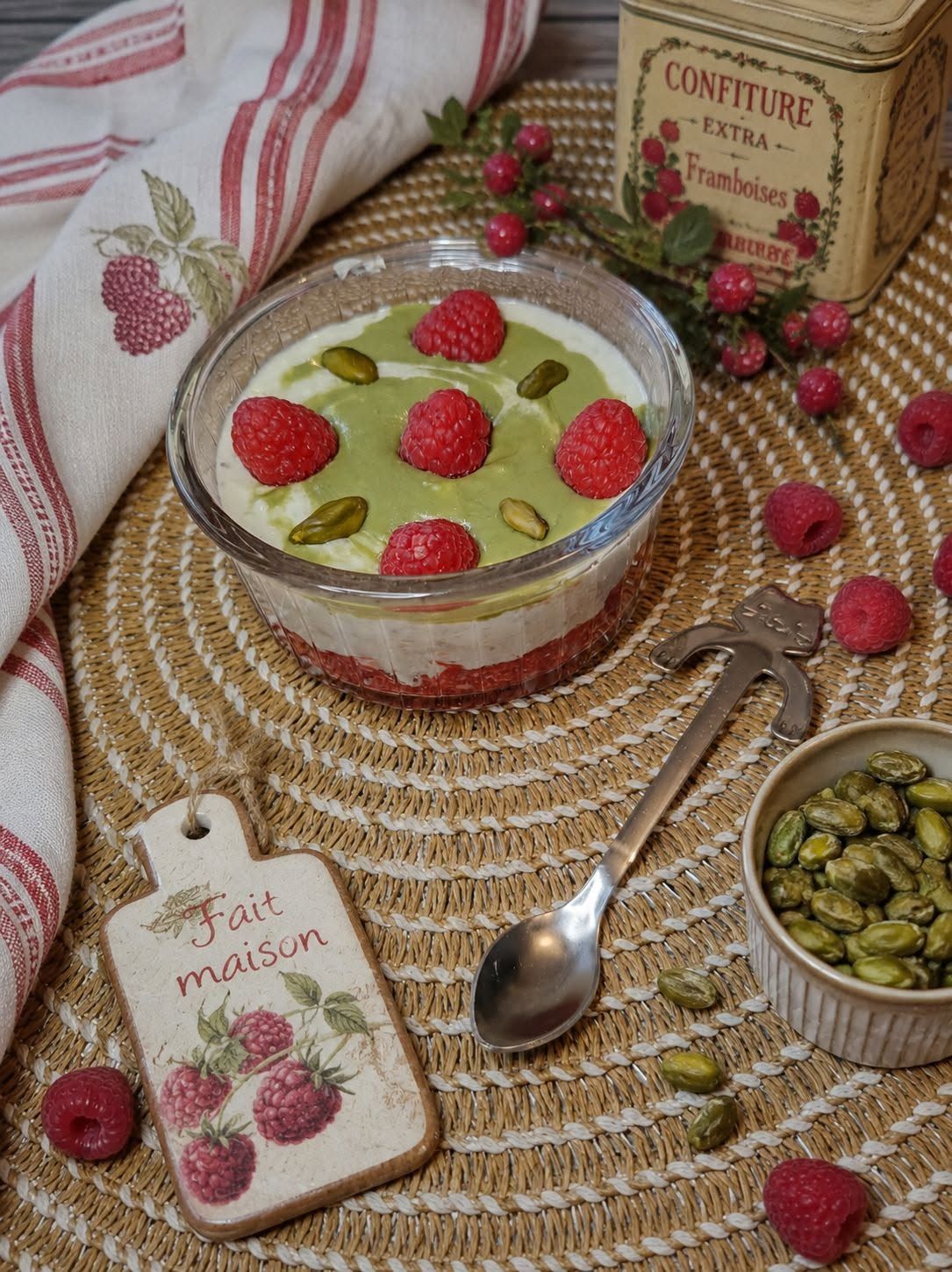 Overnight oats pistache framboises