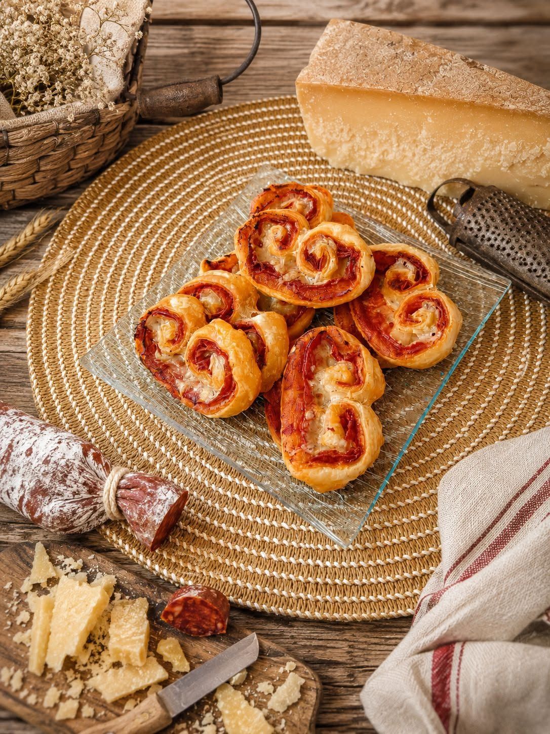 Palmiers chorizo comté