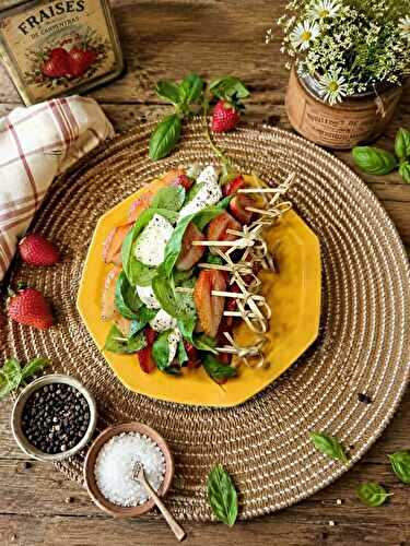 Brochettes de fraises et mozzarella au basilic - Recettes autour d'un ingrédient #134