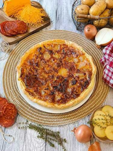 Quiche au chorizo, pommes de terre et cheddar