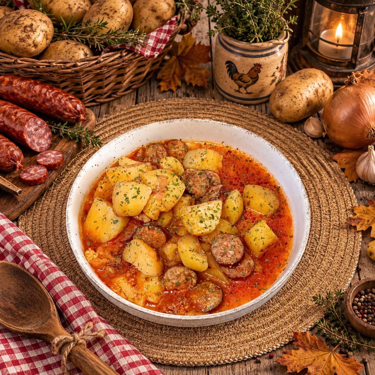 Ragoût de pommes de terre et saucisses fumées au Cookéo