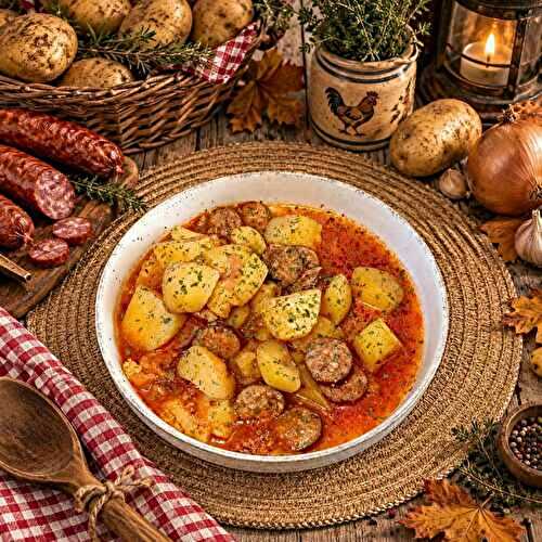 Ragoût de pommes de terre et saucisses fumées au Cookéo