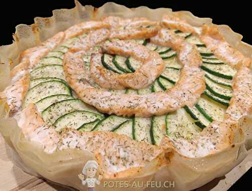 Tarte légère aux tomates, courgettes et saumon