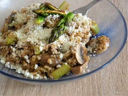 Risotto aux asperges vertes et champignons