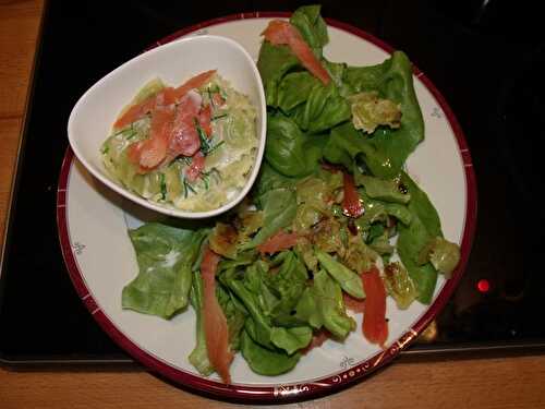 Assiette de ravioles au saumon fumé