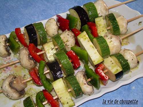 Brochettes de lieu et légumes