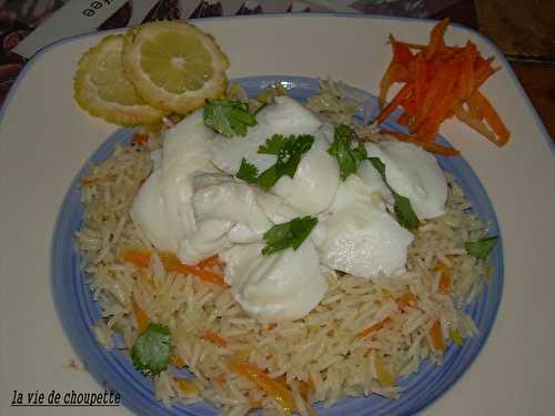 Dos de cabillaud vapeur, riz citronné à la carotte - Quand Choupette et Papoune cuisinent