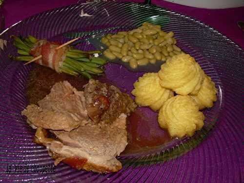 Gigot d'agneau, fagots de haricots verts, flageolets